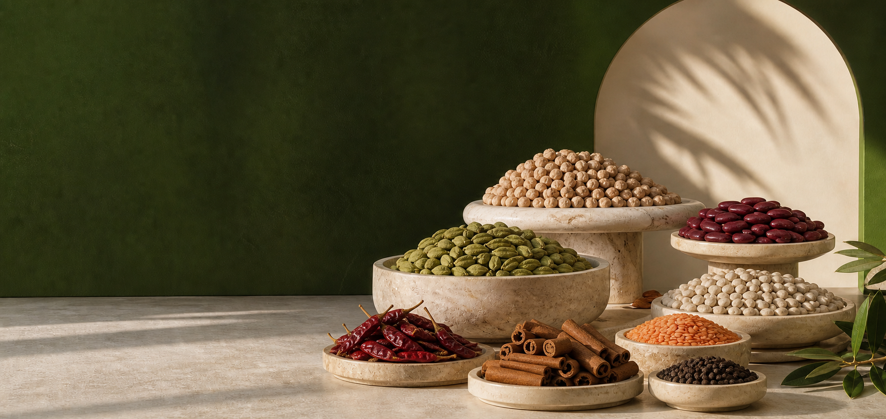 A curated selection of Lucerna Golden spices, pulses and legumes
